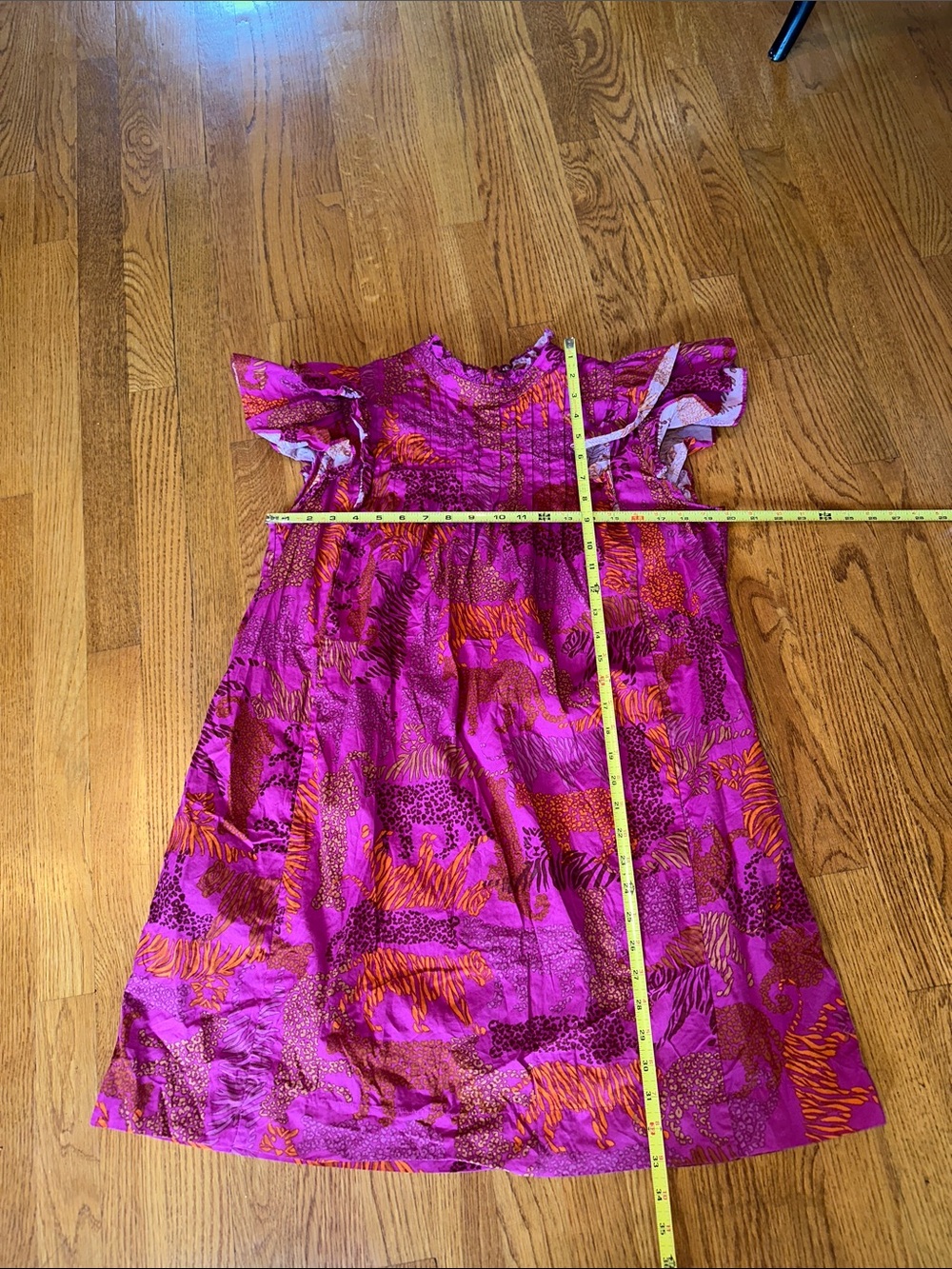 Sugarlips Hot Pink and Orange Animal-Print Ruffle-Shoulder Midi Dress size small - Picture 10 of 12